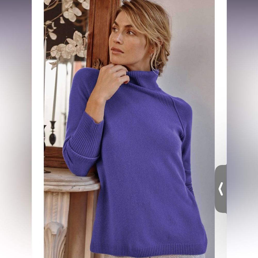 J. Jill Purple Cashmere Turtleneck Sweater